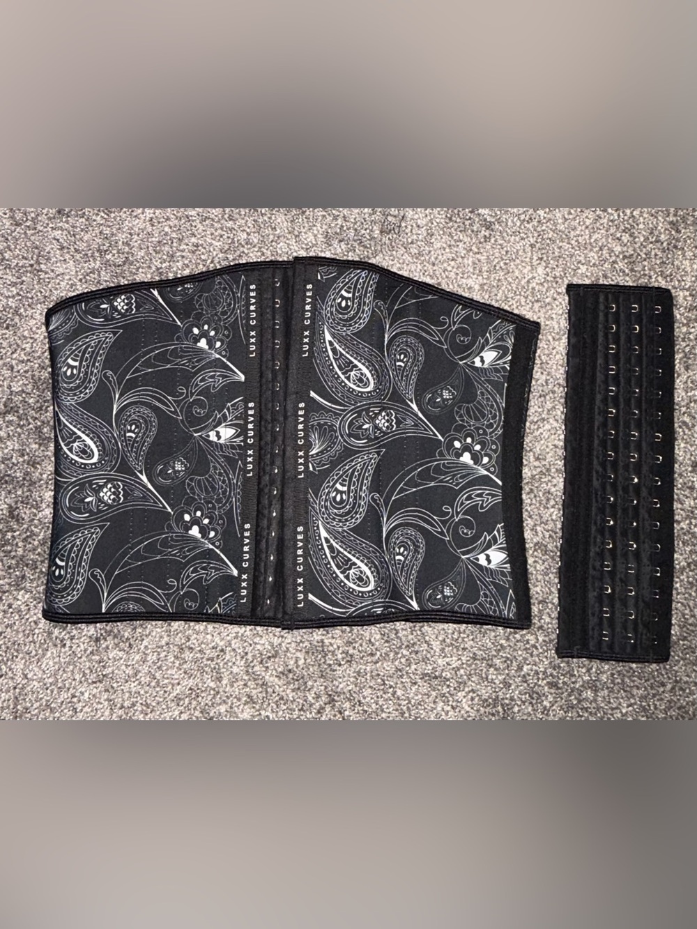 Luxx Curves Paisley Print Waist Cincher Boned Hook & Eye + Extender Size XL